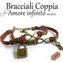 Bracciale AMORE infinito uomo donna simbolo infinity charm chiave braccialetto marrone