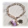 Bracciale coccinella fimo- bianco viola