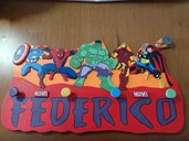 Appendiabiti / borse artigianale Marvel supereroi in legno dipinto a mano hulk spiderman ironman thor