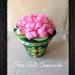 Piantina fiorita in feltro rosa e vaso verde in ceramica