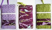 Porta gioielli da viaggio in tessuto - fantasia uccello viola arabesco viola - legno