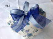Cuore  di stoffa  con fiorellini azzurri