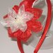 Cerchietto rosso con doppio fiore in tulle rosso e avorio