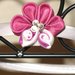 Cerchietto stile kanzashi, fiore con petali rosa e doppi petali bianco e fucsia