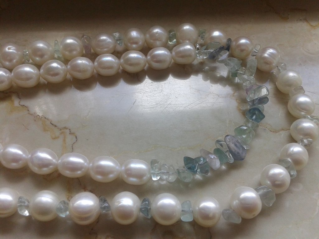collana perle di fiume e fluorite - Gioielli - Collane - di tizianat