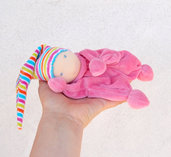 Bambola waldorf nanetto giocattolo per neonato in ciniglia rosa 