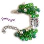 Orologio-bracciale donna con grappolo di perle verdi e avventurina