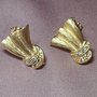 Perni per orecchini placcati oro satinati con zirconi Cubic Zirconia (1 coppia)