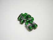 Perle in vetro cilindro verdi