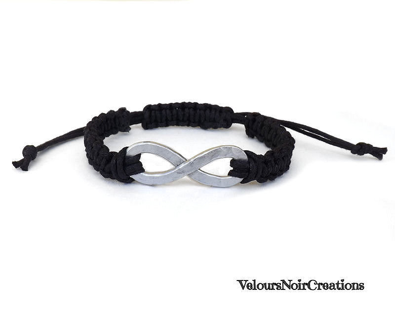 bracciale simbolo infinito uomo donna metallo wire cordino nero mac... | su