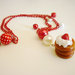 Red pancake with fresh cream and strawberry - necklace
