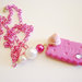 Pink cookie with strass and strawberry - necklace