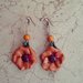  orecchini pendenti fiore in fimo colore terracotta dettaglio cuore