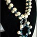 Collana lunga "Pearls" con perle blu, trasparenti e color avorio