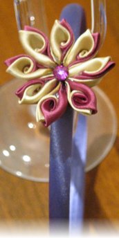 Cerchietto in raso color glicine/ lilla con fiore kanzashi a doppi petali