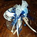 bomboniera segnaposto artigianale vasettto vetro saponetta profumata cuore blu/panna