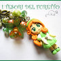 Collana "Fufudoll Verde/arancio: Giorgia" bambolina doll dollina fimo cernit kawaii idea regalo bambina