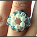 Anello "Round" con bicono Swarovski blu e trasparente, e perle di vetro