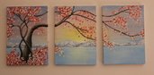 olio su tela "Sakura" dipinto a mano