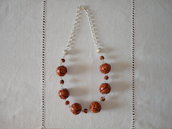 COLLANA CORTA IN FIMO ARANCIO E MARRONE