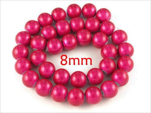 in vetro a effetto crepato colore: rosa fucsia con perline & A1837 50 pezzi 8 mm colore: marrone 