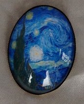 Spilla Cammeo in Vetro Notte Stellata Van Gogh