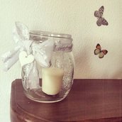 Lanterna in vetro e pizzo per matrimonio Eco Chic Con cuori,farfalle conchiglie e fantasia! 