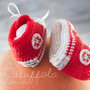 Scarpine da ginnastica in lana e misto-lana ad uncinetto per neonati - Rosso