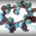 Bracciale con charms bronzo, gufetto, foglie e girasoli, perle e cristalli turchesi