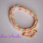 BRACCIALE ELASTICI CON CIONDOLO CUORE ROSA ED ORO