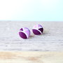 Orecchini bottoni - fantasia vintage viola lilla fabric-covered button earrings