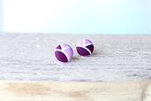 Orecchini bottoni - fantasia vintage viola lilla fabric-covered button earrings