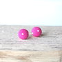 Orecchini bottoni - fantasia pois bianco su sfondo rosa fabric-covered button earrings