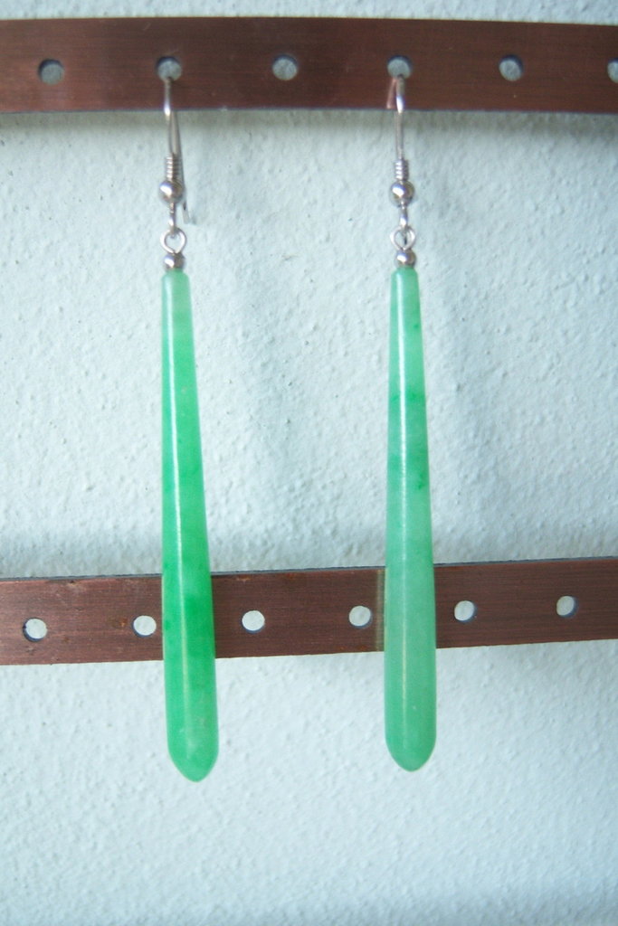 Orecchini Pendenti In Argento Con Pietra Di Giada / Oro 24K - Foto 6