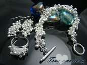 PARURE argento925  bracciale + anello + orecchini