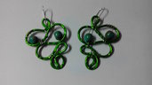 orecchini in filo di alluminio - verde a serpentina