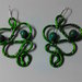 orecchini in filo di alluminio - verde a serpentina