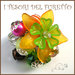Anello "Fufuflower arancio verde" Fiori lucite acrilico charm elegante idea regalo Natale