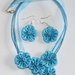 Collana  e orecchini kanzashi fatti a mano "Tutto in azzurro"
