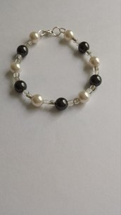 Bracciale perle Swarovski bianche e nere