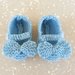 Set regalo neonato in lana azzurro, vestito cappellino e scarpette