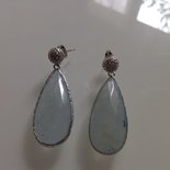 Orecchini A Goccia Con Cristalli Blu E Perline Avorio - Gioielli - Foto 7