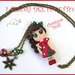 Collana "Christmas Doll Natale Mod. Mery Rosso/Bianco Agrifoglio" fimo cernit bijoux natalizi idea regalo bambina