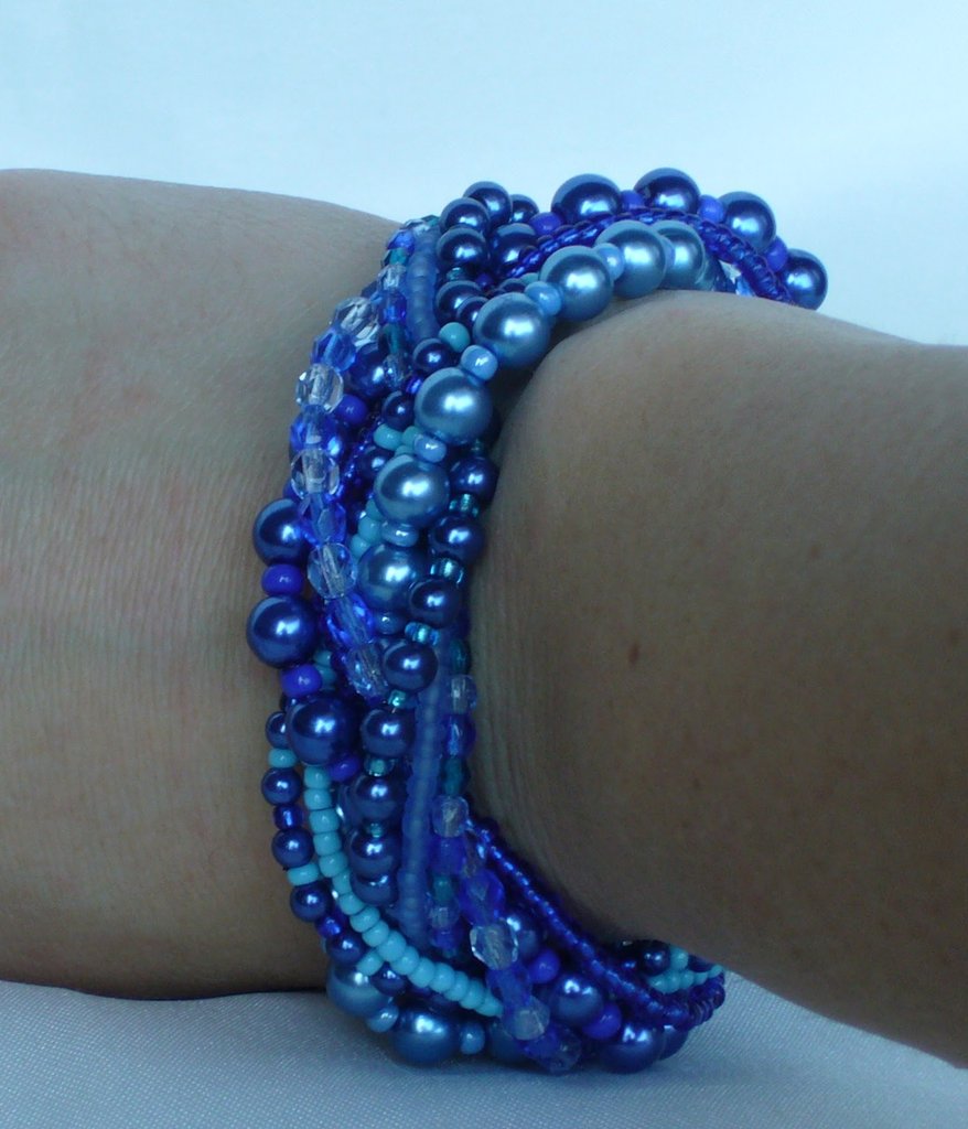 Malocchio Bracciale 8mm 10mm 12mm Vetro Perlina Blu - Foto 10