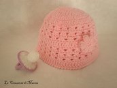 cappello neonata rosa ad uncinetto