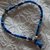 Bracciale in lycra blu/azzurro con perle in metallo