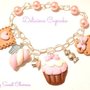 BRACCIALE CIONDOLI CHARMS FIMO FIOCCO CUPCAKE MACARON TORRE EIFFEL BISCOTTO CUORE PERLE 