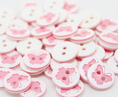 Set 8 bottoni - Farfalla rosa