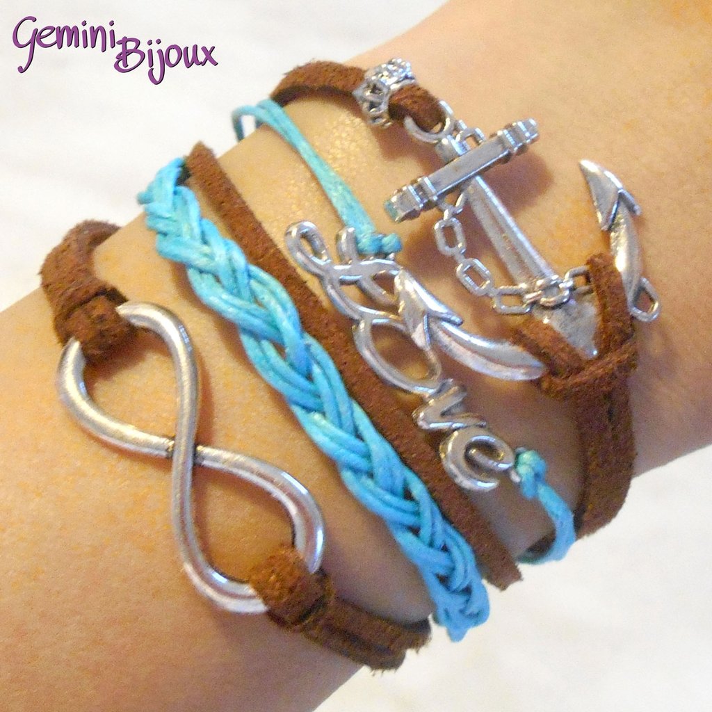 Accessori Per Bracciali Fai Da Te KIT PER REALIZZARE BRACCIALE FAI DA TE CON ANCORA, LOVE, INFINITO i