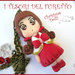 Collana bambolina "Christmas Doll Natale Mod. Polly mantella rossa bianca" fimo cernit bijoux natalizi idea regalo bambina 